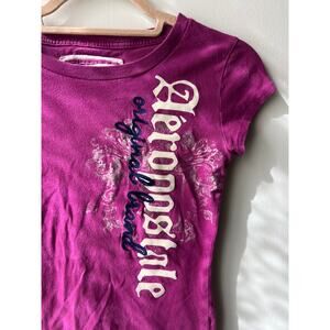 Y2K Vintage Aeropostale Purple Pink Graphic Tee Size Small